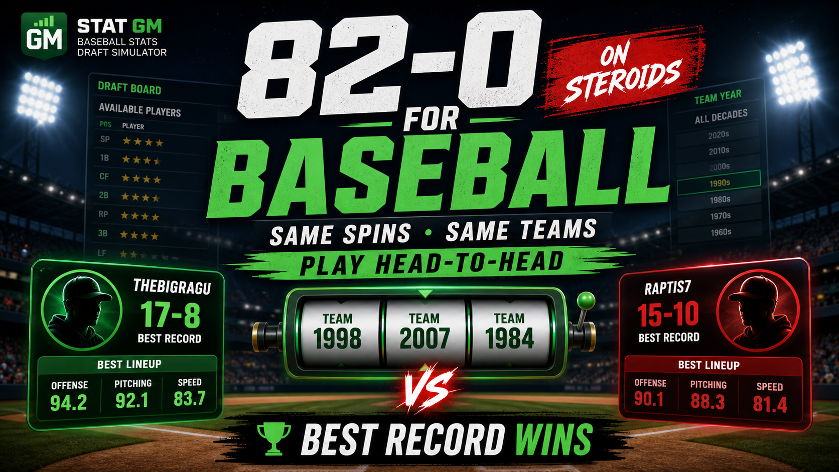 82 0 For Baseball MLB Stats Draft Game Stat GM
